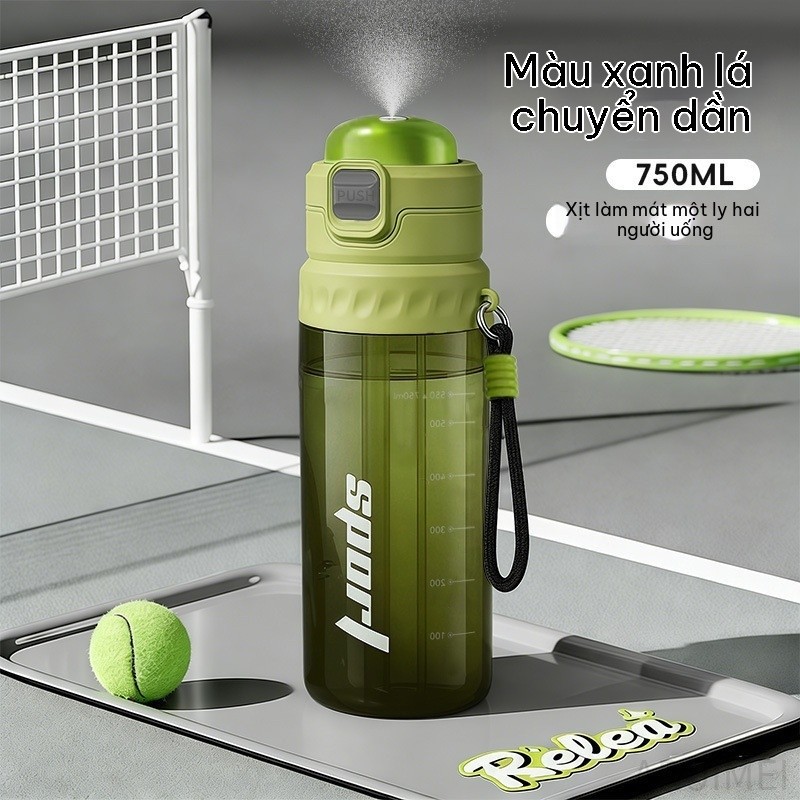 750ml Thể thao Chai nước Spray 2 Head Water Dispenser Với Cover, Leakproof Chất liệu nhựa, PC PP， An toàn thực phẩm Phòng tập thể dục Chạy đa chức năng Du lịch thuận tiện với đầu nguồn