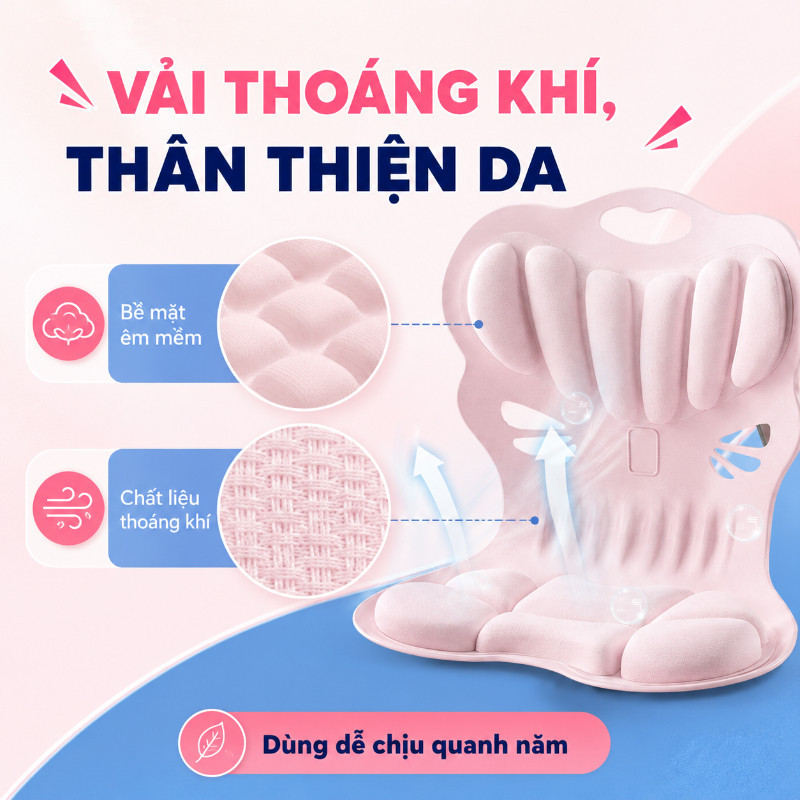 Ghế Bệt Tựa Lưng Công Thái Học Vỏ Sò – Chống Gù, Hỗ Trợ Cột Sống, Giảm Đau Lưng, Dành Cho Mẹ Bầu, Học Sinh & Văn Phòng
