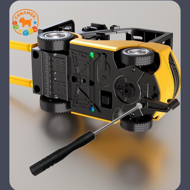 CANAMEK 1 Bộ 2.4GHz Mini Điều Khiển Từ Xa Bộ Xe Nâng Loại Mẫu Xe Đồ Chơi 1 / 64 Xe Nâng RC Hợp Kim Nhỏ Nâng Thực Sự Xoay Với Phễu Hàng Hóa Phía Sau CSF