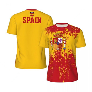 Tây Ban Nha Cờ Bóng Đá Áo Cho Nam Thời Trang Mùa Hè Quốc Huy 3D In Jersey Casual Nhanh Khô Thoáng Khí Tee Cao Cấp