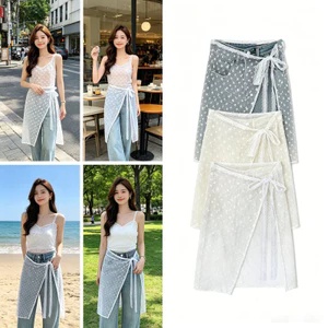 Váy quấn ren mới Lớp lưới hoa cho quần jean
