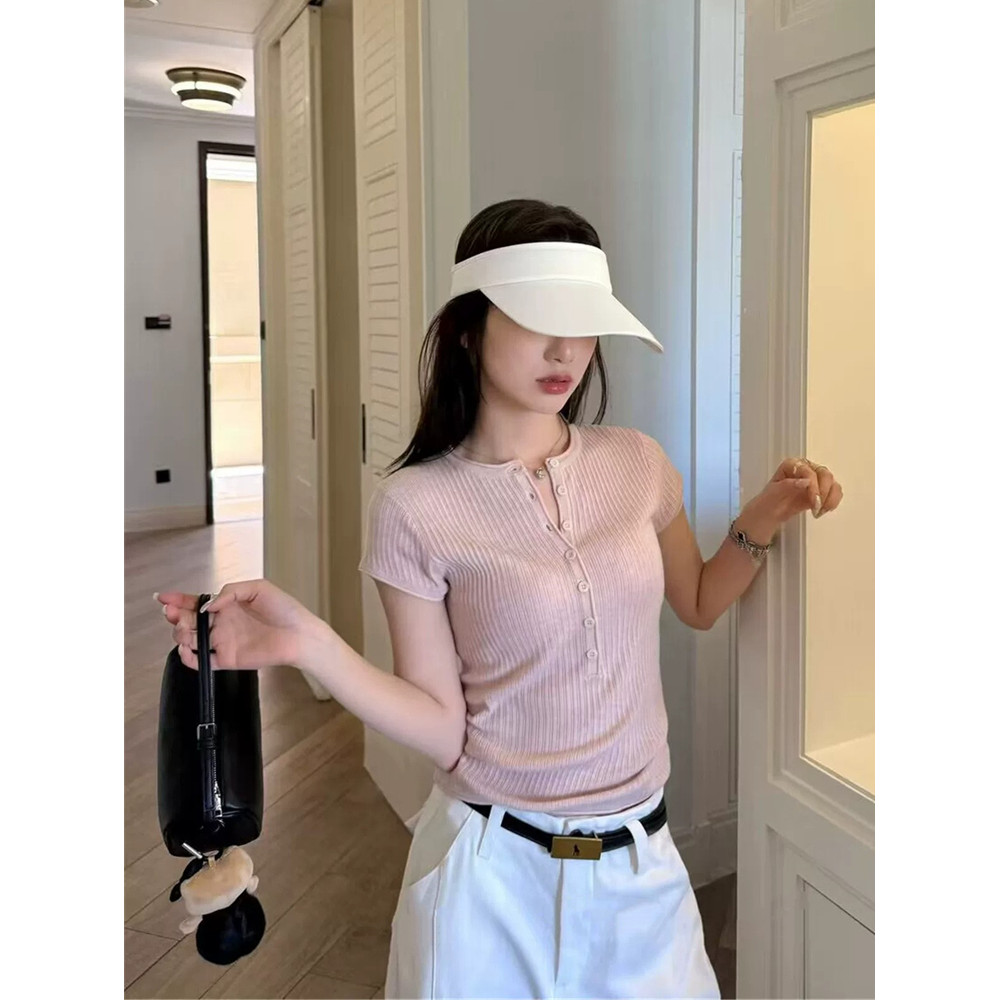 SUXI Áo thun ngắn tay màu trơn đơn giản giản đơn giản mùa hè mới dành cho nữ 260601