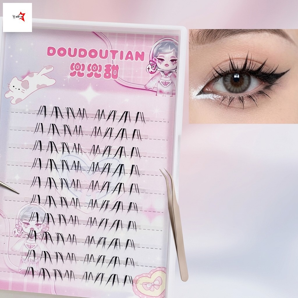 Lông mi giả phong cách sói Châu Á C Curl 5-7mm Lông mi giả sợi nhân tạo màu đen
