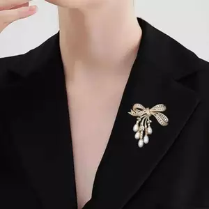 PNPIA- Sang Trọng Zircon Ngọc Trai Nơ sel Trâm Cài Thời Trang Cho Nữ Sáng Tạo Handmade Phù Hợp Với Corsage Chân Quần Áo Phụ Kiện Quà Tặng