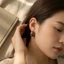 Bông tai hình bán nguyệt PYCOU, Cà phê trang sức / Bông tai nữ màu be, Bông tai thời trang chấm bi Hàn Quốc cổ điển dành cho nữ