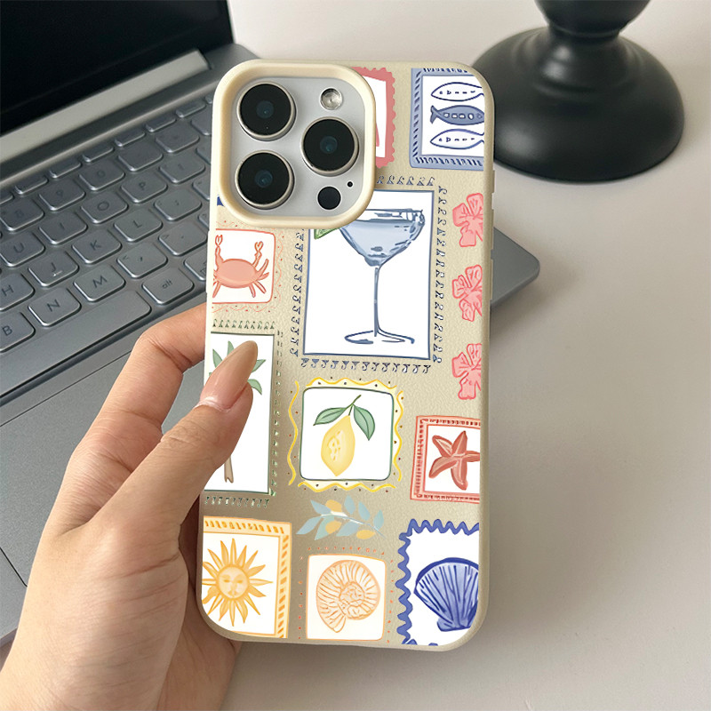Ốp lưng cho iPhone 17 16 Pro Max 15 14 13 12 11 Ốp lưng điện thoại Summer Stamp