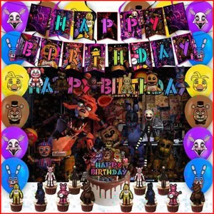 ST2 Năm Đêm Tại Freddy FNAF trang trí tiệc sinh nhật biểu ngữ bánh topper bóng bay xoáy nền vải bộ supp
