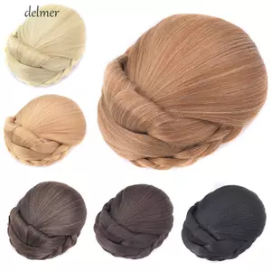 DELMER Bện Chignon Sợi Chịu Nhiệt Tự Nhiên Bé Gái Vô Hình Tổng Hợp Phong Cách Retro Chất Lượng Cao Nữ Cô Dâu Tóc