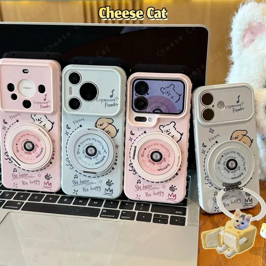 Giá đỡ điện thoại 360 độ có nhạc cún con Ốp điện thoại cho iPhone Ốp cho iPhone 14 13 12 11 15 Plus 16 17 Pro Max