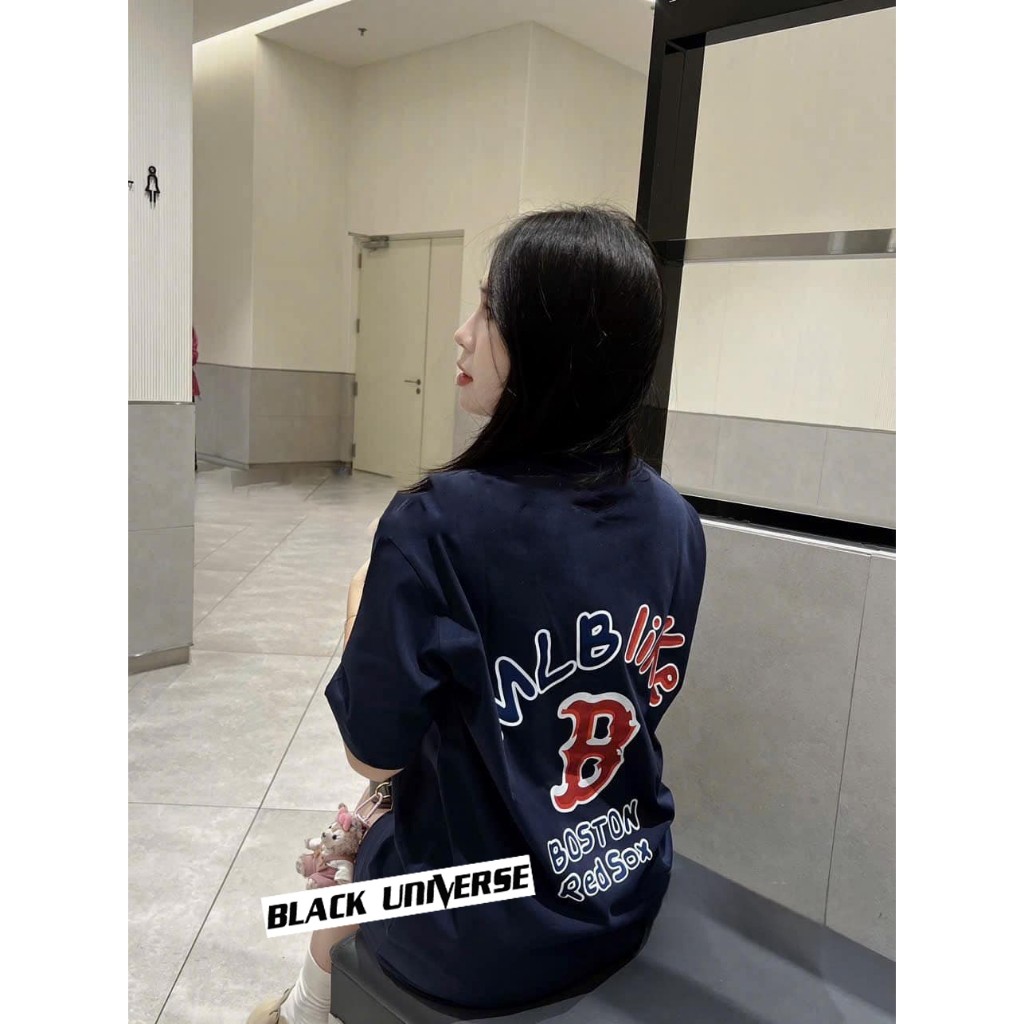 （Giao hàng 24h）Angela Áo thun lỡ tay MLB chữ B from rộng Blackuniverse unisex chất liệu cotton cao cấp