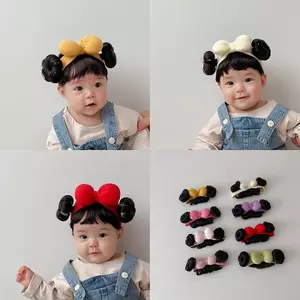ECK Thời Trang Dễ Thương Cho Bé Trẻ Em Tóc Giả Trẻ Em Bé Gái Nơ Tóc Giả Băng Đô Quấn Tóc Sơ Sinh Tập Đi Tóc Giả Mũ Tóc Giả Cosplay Mũ HOT