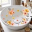 DONOVANQQ Nhãn dán hoa màu nước, Nhãn dán phòng tắm thiết kế hoa tự dính, Nhãn dán gạch men trang trí nhà đẹp Nhà vệ sinh