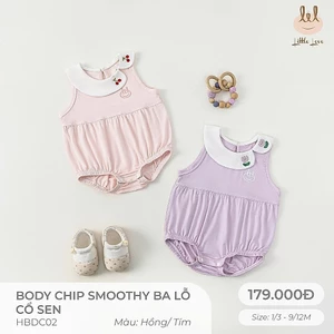 BODYCHIP SỢI TRE BA LỖ CỔ SEN LIL [ SIÊU MỀM, MÁT, MỊN CO DÃN VÀ THẤM HÚT TỐT] SZ 1/3M - 9/12M (HBDC02)