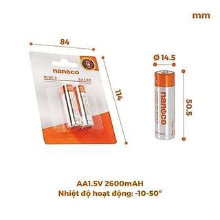 Vỉ 2 Pin Alkaline AA 1.5V Dung Lượng 2600mah Nanoco NLR6-2