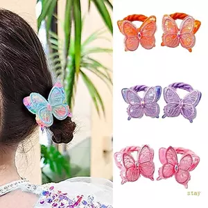 Ở Đàn Hồi Bướm HairBands Đuôi Ngựa Giá Đỡ Dây Buộc Tóc Scrunchy Blingbling Nơ