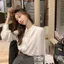 Áo sơ mi dài tay màu trắng trơn thời trang dành cho nữ Áo sơ mi ren công sở hàng đầu