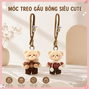 Móc Khóa Gấu Bông Cà Phê 2 Màu – Charm Treo Túi Xách Và Chìa Khóa, Dây Bền Chắc, Quà Tặng Dễ Thương Cho Bạn Gái