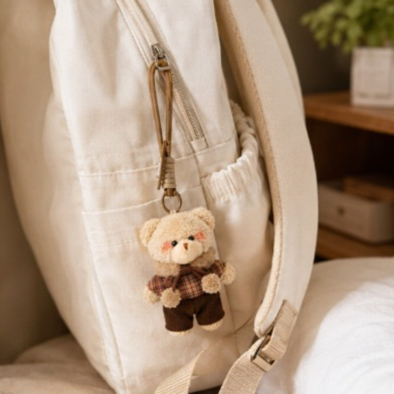Móc Khóa Gấu Bông Cà Phê 2 Màu – Charm Treo Túi Xách Và Chìa Khóa, Dây Bền Chắc, Quà Tặng Dễ Thương Cho Bạn Gái