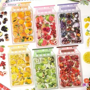 Nhãn dán trái cây BEABOUT, Nhãn dán cổ điển phong cách dễ thương tươi mát phong cách Kawaii, Văn phòng phẩm Nhãn dán trang trí chủ đề trái cây sáng tạo Nhãn dán PET DIY Album nhật ký
