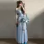 Royal Sister Design Sense Blue Tie-Dye Diagonal Strapless Top Nữ Mùa Hè Đẹp Khâu Gạc Nẹp-