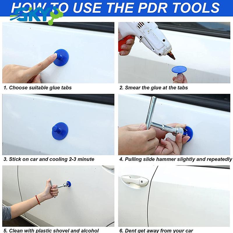 GKY Car Dent Repair Tool Auto Body Part Tấm Cơ Kim Loại Paintless Dent Removal Puller Kit Bộ Dụng Cụ Cầm Tay Bộ GKY