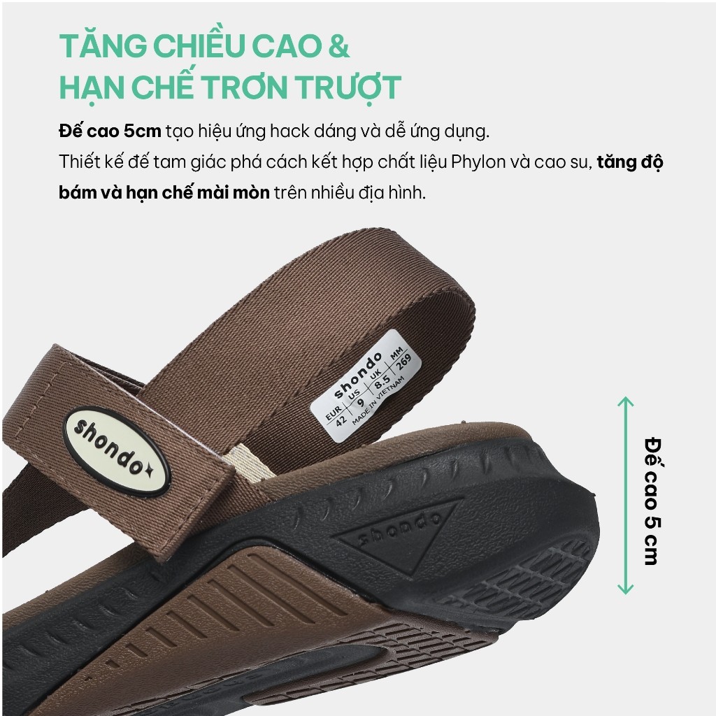 Giày Sandal Nam Nữ Shondo F7R Đế Cao 5cm Nhẹ Đi Học Đi Chơi Nhiều Màu | BigBuy360 - bigbuy360.vn