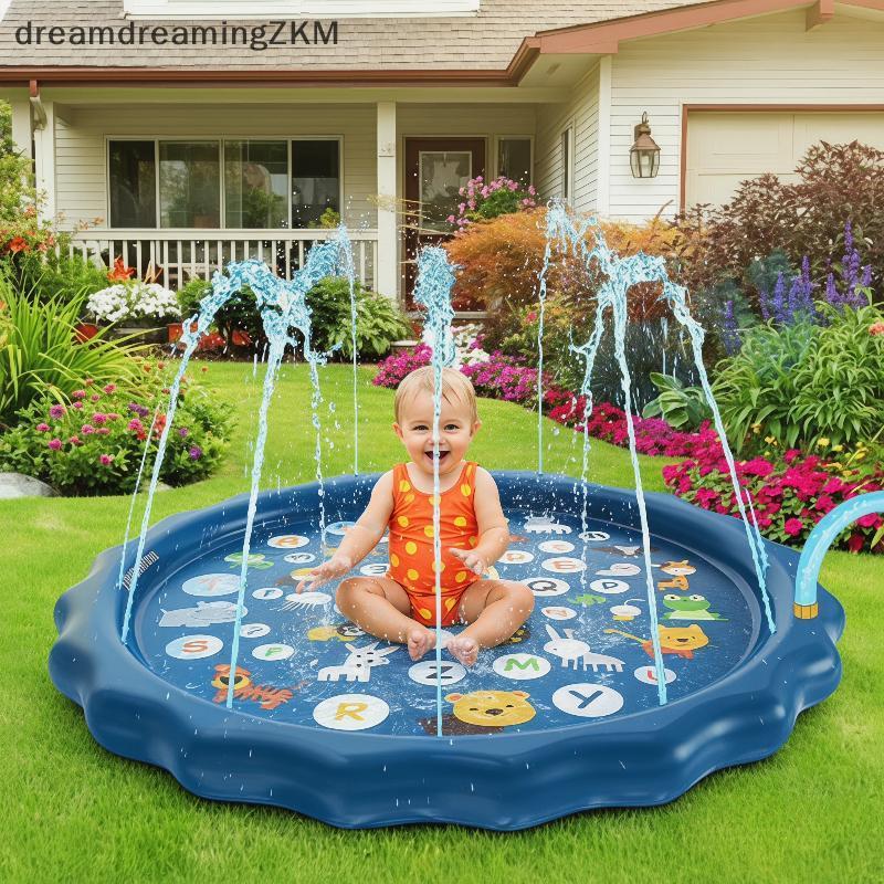 [dreamdreaming] Thảm lót nước bơm hơi 100cm có vòi phun nước cho bé 3 4 5 6 7 tuổi Đồ chơi nước cho bé [zkm]