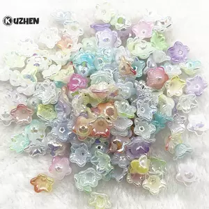 KUZHEN 50 Cái 7x13mm Thay Đổi Dần dần Acrylic Bellflower Hạt Mũ Trang Sức Phát Hiện Quyến Rũ Vòng Tay Miếng Đệm Hạt Để Trang Sức Làm Nóng