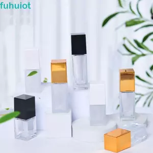 FUHUIOT Lotion Pump Chai Kem Mặt Lọ Vuông Di Động Mini Đen Trắng Trong Suốt / Mờ Hộp Đựng Mỹ Phẩm