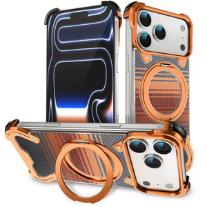 Giá đỡ xoay 360 độ Kết cấu titan Vỏ điện thoại không viền cho iPhone 17 Pro max 16 15 cho vỏ chống sốc