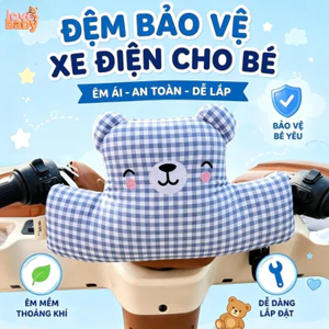 đệm chống va xe điện cho bé gối bảo vệ đầu cotton êm dày an toàn ghế trước hình gấu