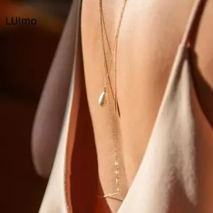 LUImo Đơn Giản Nhiều Lớp Ngọc Trai Ba Thả Dây Xích Nelace Nữ Thời Trang Kim Loại Dài Baless Cơ Thể Dây Xích Cô Dâu Cưới Trang Sức Phụ Kiện SBS