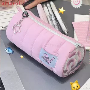 Bút chì AFTEROF, Túi đựng bút cảm ứng mềm dung tích lớn, Túi đựng mỹ phẩm màu hồng di động Văn phòng trường học