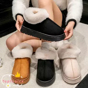 Giày bốt tuyết TOPTOOLCX, Dép mềm lông thú giả thoải mái, Giày Cotton ấm áp đế dày chống trượt trong nhà
