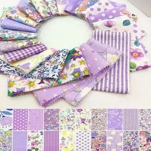 Cotton Nguyên Chất Tím Baijia Quilt Handmade diy Chắp Vá Vải Cotton Nguyên Chất Hoa Hoạt Hình Không Đầu Vải Cho Bé Quilt Tóc Vòng 6.10