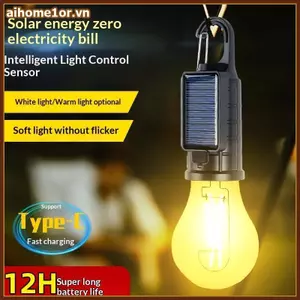 AIHOM Đèn cắm trại di động đa năng 1 chiếc Bóng đèn LED chạy bằng năng lượng mặt trời Thiết kế treo lều ngoài trời chức năng,