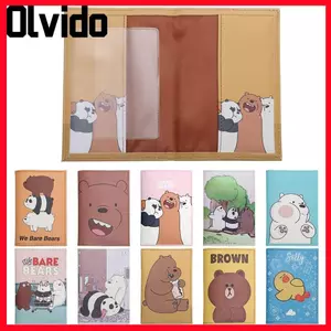 Vỏ hộ chiếu OLVIDO, Giấy chứng nhận bảo vệ gấu hoạt hình Vỏ bảo vệ, Kẹp vé đa chức năng PU chống nước Unisex