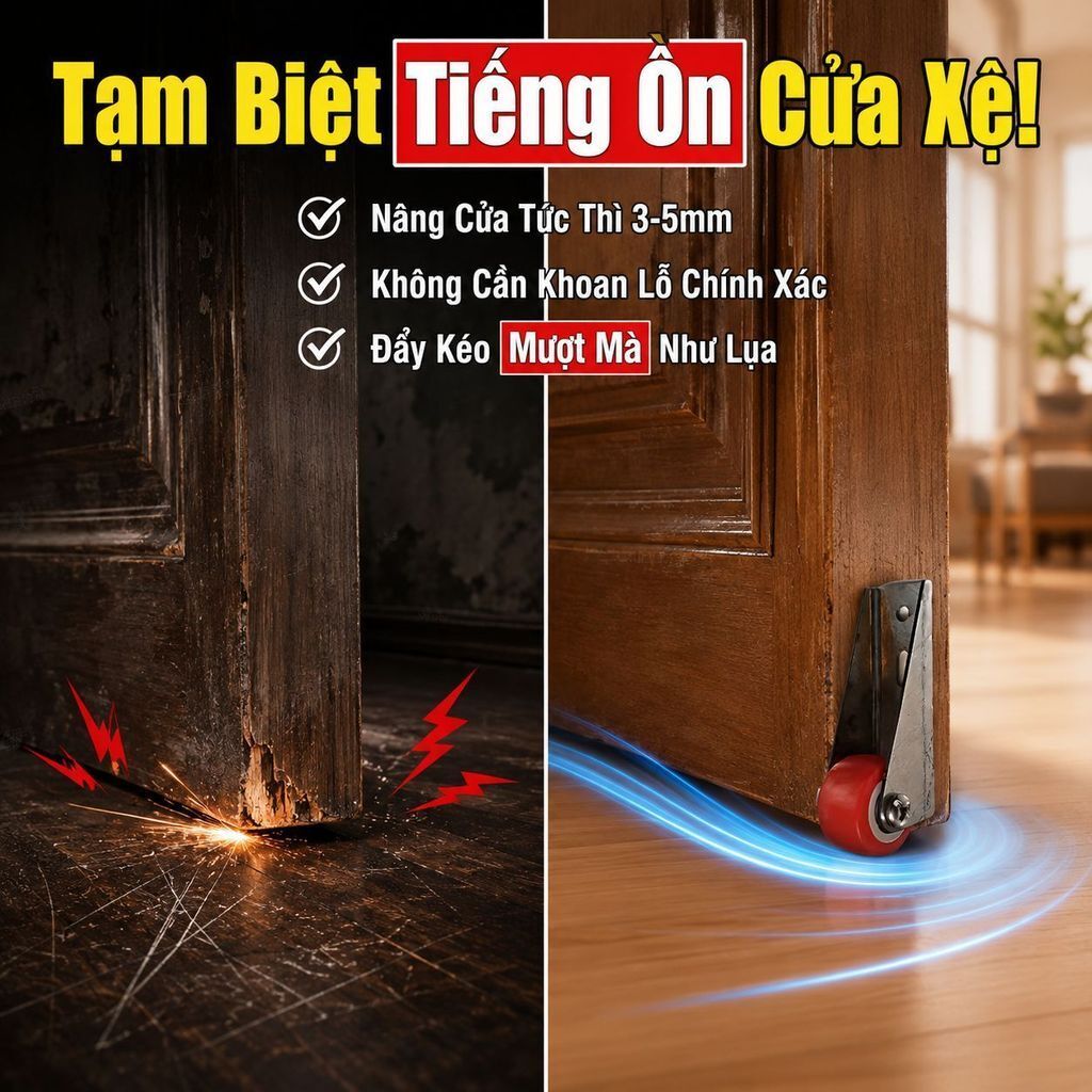🔥Giải pháp giảm độ xệ cửa - Con lăn đỡ cửa trượt / Con lăn siêu êm / Xoay đa hướng - 360° | Con lăn ray cửa trượt