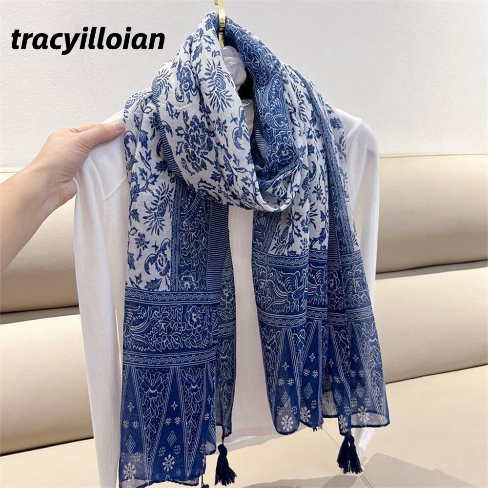 Khăn choàng mềm dài TRACEILLOIAN, Khăn quàng tua rua nữ in hình hạt điều, Khăn choàng Bohemian mỏng thời trang cổ điển 180 * 90cm ấm áp mùa đông