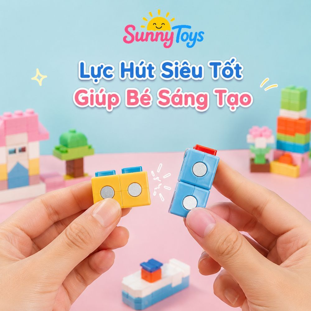 Bộ Lắp Ráp Magnacraft SunnyToys 200 Khối - Nam Châm Từ Tính Kèm Nhân Vật, Bé Xây Dựng Thế Giới Game