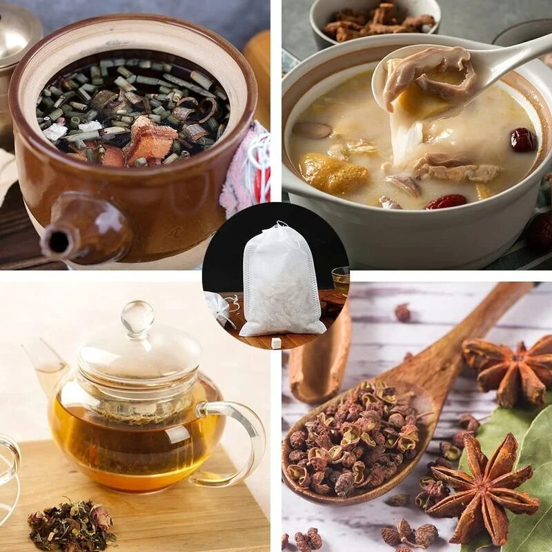 100-500 Chiếc Túi Trà Rỗng Không Dệt Dùng Một Lần / Trà Hoa Túi Lọc Cà Phê Có Dây
