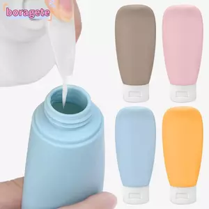 BORAGETE 4 Gói kem dưỡng da 60ml, Hộp đựng mỹ phẩm Chai nhựa có thể nạp lại, Dụng cụ trang điểm cỡ du lịch di động Chai Mini rỗng Dầu gội Mỹ phẩm