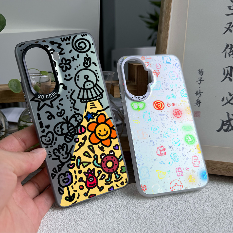 Dành cho POCO X8 Pro X7 X6 F8 F7 Redmi Turbo 5 Max / Turbo 4 Pro / K90 “Graffiti ” Vỏ điện thoại viền mềm lưng cứng / Note 15 / 14 Mi 17 15T 14T K80 K70 Vỏ Redmi chống sốc / Vỏ Poco