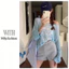 Milyfashion In Chữ Off-the-Shoulder Ice Silk Dệt Kim Kem Chống Nắng Dài Tay Áo Thun Mùa Hè Mỏng Rời