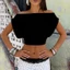 MAPLEPOET-Áo Crop top nữ màu trơn lệch vai cổ thuyền co thắt lưng