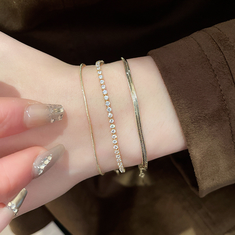 Bộ vòng tay xương rắn Zircon Phụ kiện khí chất đơn giản thời trang dành cho nữ