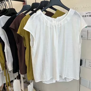Milyfashion Loose Ren-Up Đơn Giản Không Tay Phù Hợp Với Cổ Tròn Mỏng Hơn Nhìn Top Nữ PQAW
