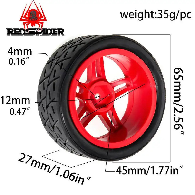 4 Bánh Xe Lốp Trôi Cứng 1 / 10 65 Mm Cho Tamiya TT01 TT02 XV01 PTG-2 Kyosho HPI HSP RC Drift Car On Road Touring Racing Car Tamiya Kyosho HPI Mugen Sakura 10303