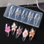FAVORITEGOODS Khuôn khắc móng tay, Khuôn làm móng hoa hình hoa Iris cổ điển kiểu Pháp, Cánh hoa dâm bụt Cánh hoa Lily Gel Ba Lan Stencils cho móng tay mùa xuân hè