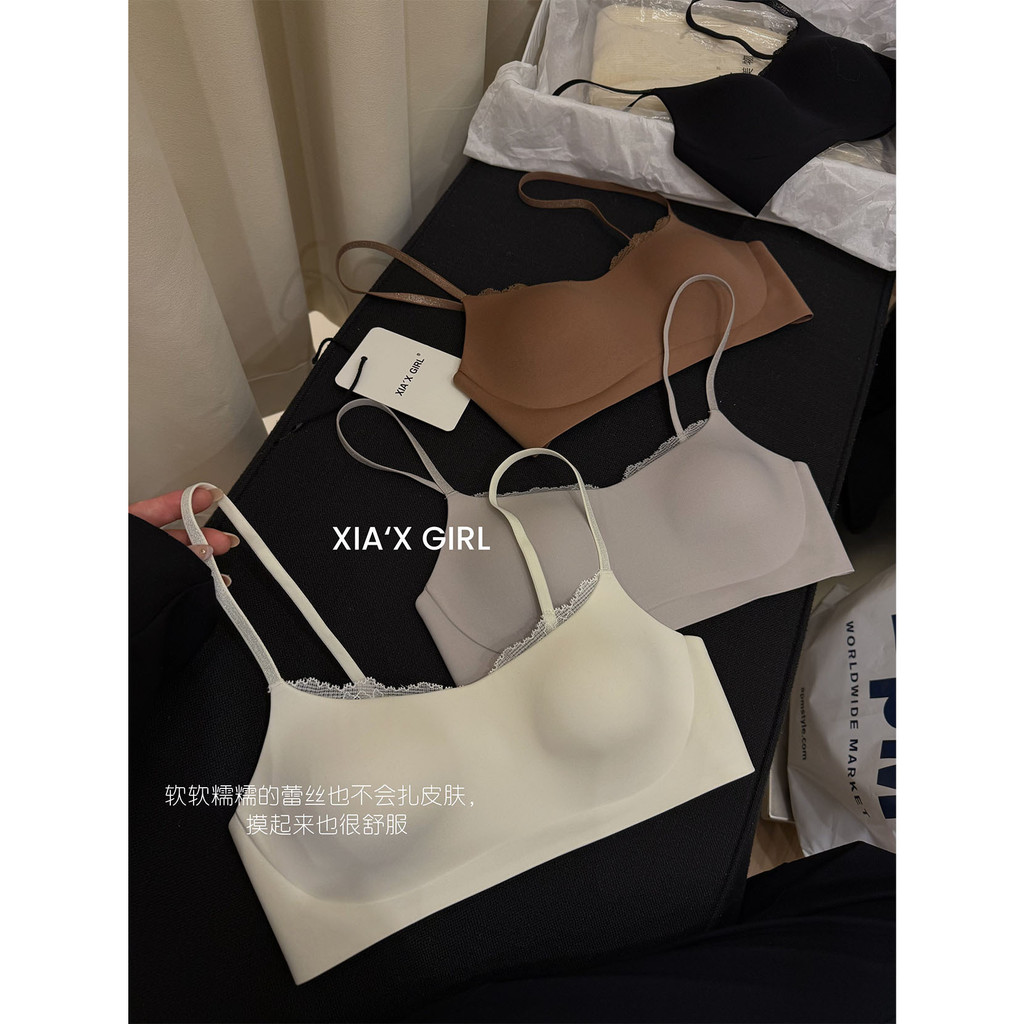 Chất Lỏng Nền Liền Mạch Ống Top Quần Lót Nữ Ngực Nhỏ Tập Hợp Áo Ngực Lưng Đẹp Nhận Ôm Hơn Nhìn Khỏa Thân Thoải Mái Mỏng Không Vòng Thép Phong Cách Hàn Quốc Cô Gái Sạch Sẽ Mùa Hè Mặc Hàng Ngày